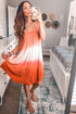 Orange Ombre Tie-Dye Sleeveless Flowy Dress